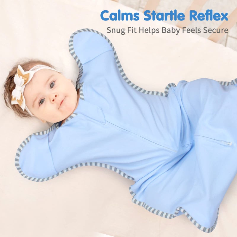 Roksuma Transition Swaddle, Baby Sleep Sack 3-6 Months Arms up Swaddle 2-Way Zipper 100% Cotton Arms in/out, 0.8 Tog Baby Swaddle Newborn Sleep Sack for Boy Girl, 2-Pack Transitional Swaddle Sack (Medium) - Image 4